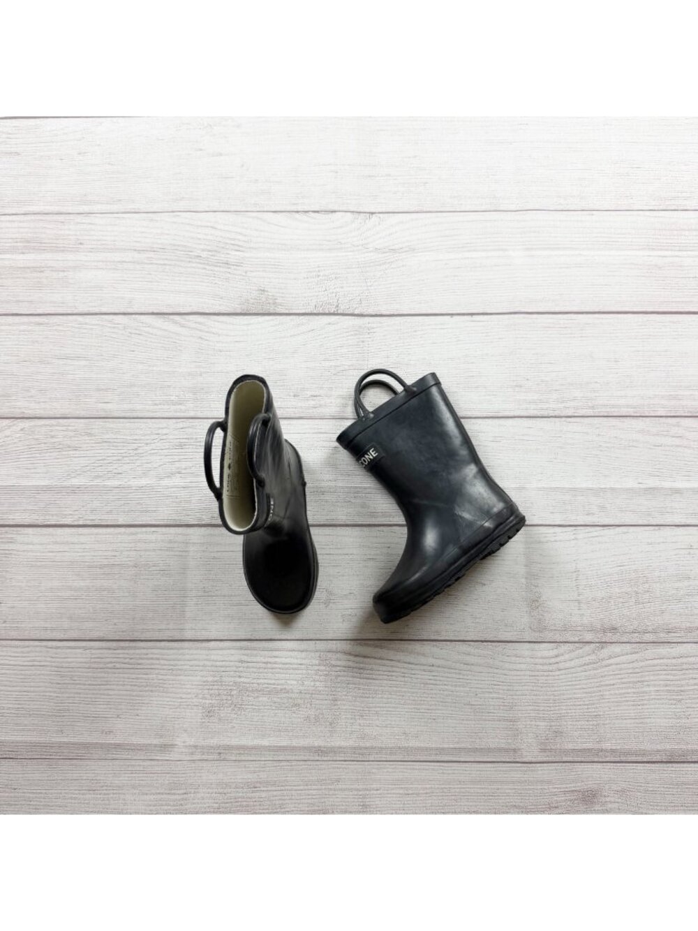 Lone Cone Black Rubber Rain Boots Waterproof Durable Easy Pull-On Handles 8